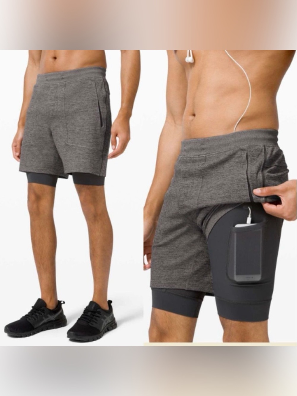 Lululemon T.H.E. Short 7" Mesh *Liner Graphite Grey / Vapor Men’s L Training